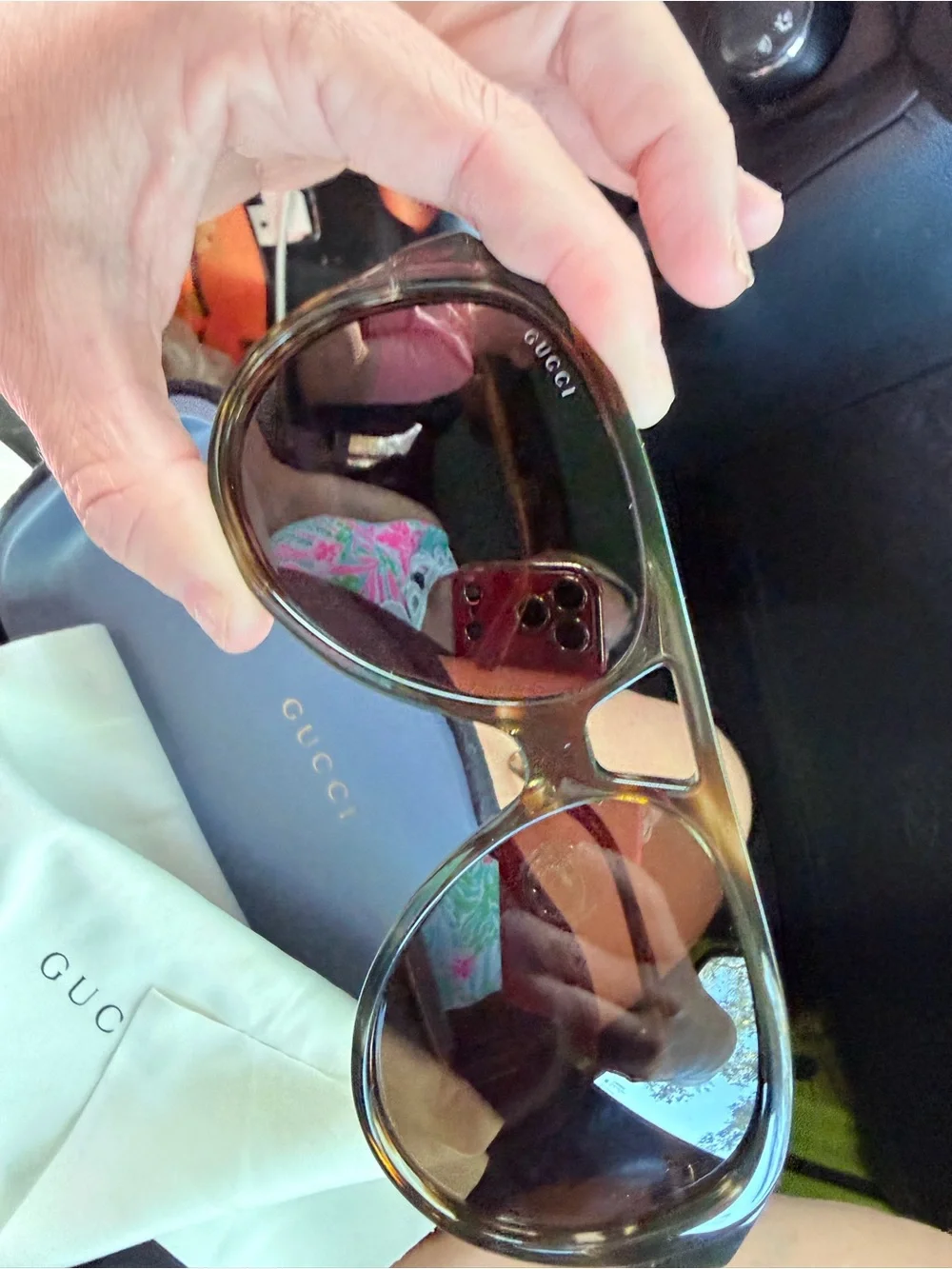 Gucci Men's Olive Green Aviator Sunglasses
